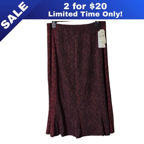 [Sale: 2 for $20!] NWT Notations Multicolored Godet Skirt - Size 1X 0172 - Picture 1 of 9